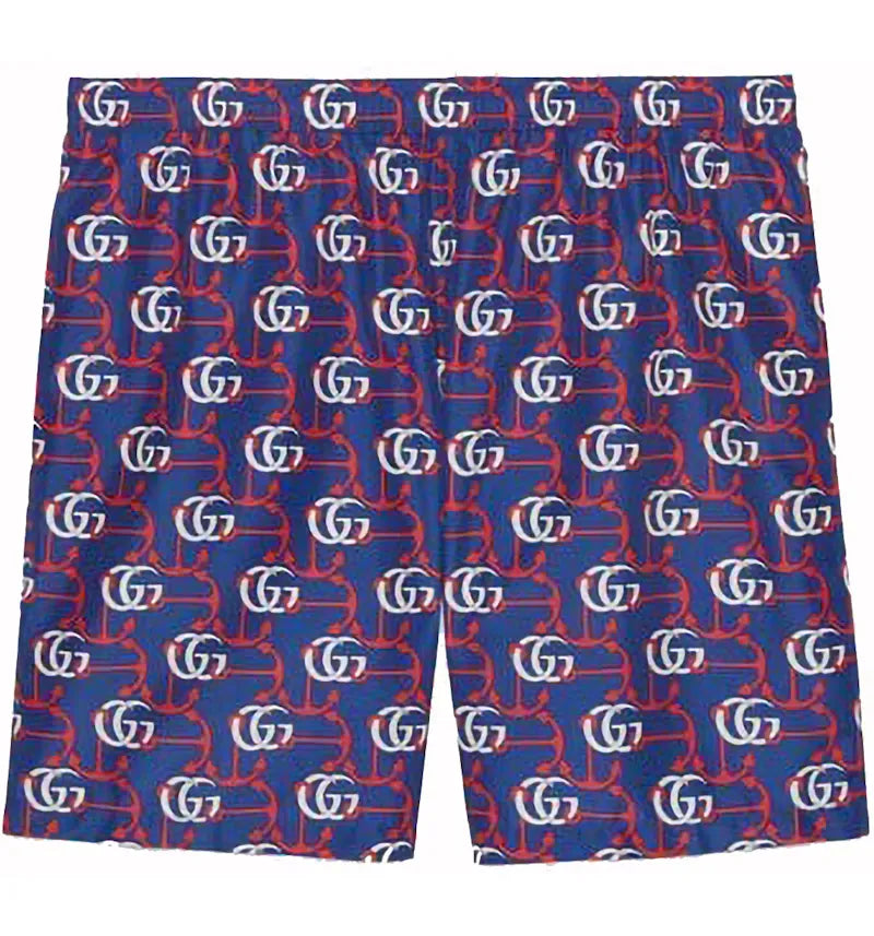Gucci GG Anchor Print Swim Shorts Blue - vue 360