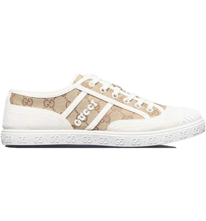Gucci GG Canvas Trainer White Beige Monogram (Women's) - authentic Gucci sneakers