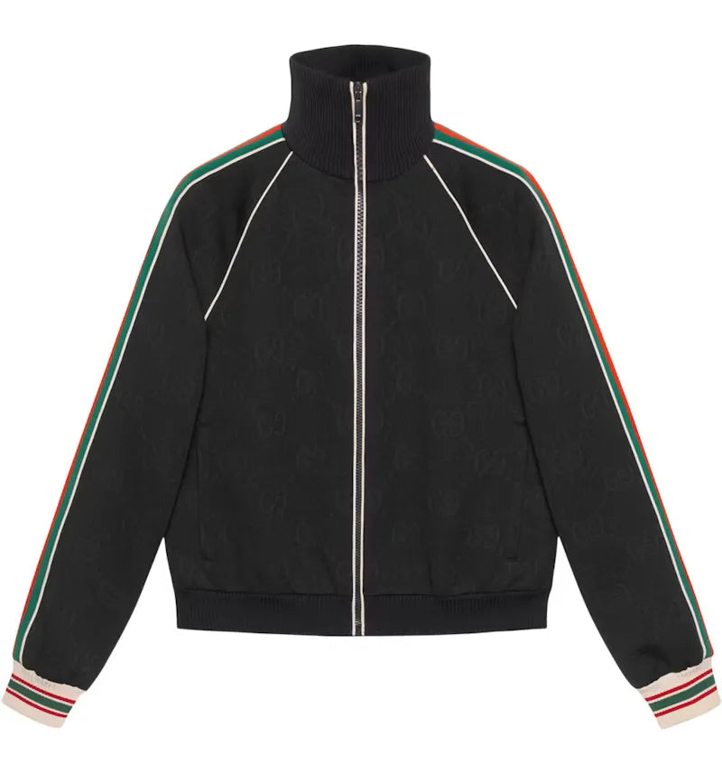 Gucci GG Jacquard Jersey Zip Jacket Black - vue 360
