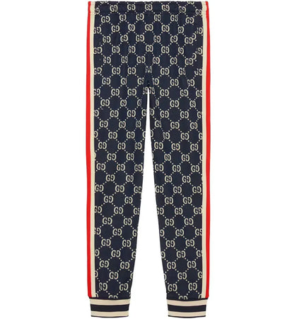 Gucci GG Jacquard Jogging Pant Blue/Ivory - authentic Gucci product