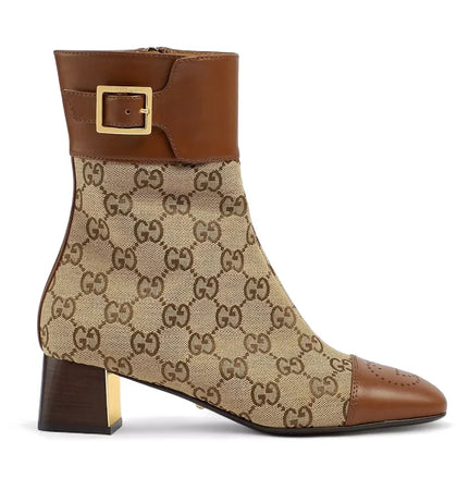 Gucci GG Monogram Ankle Boots Brown Beige (Women's) - authentic Gucci sneakers