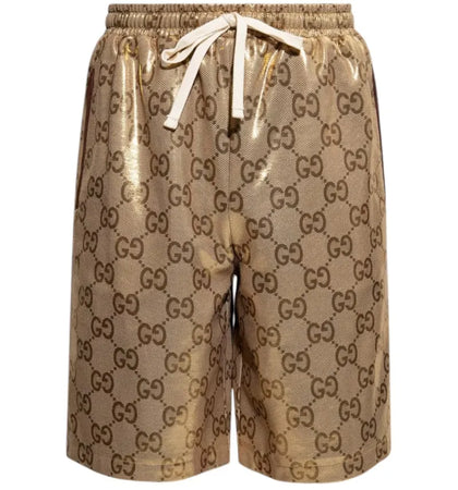 Gucci GG Technical Jersey Basketball Shorts Gold - authentic Gucci apparel
