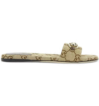 Gucci Horsebit Slide Sandal Beige Dark Brown GG Canvas (Women's)