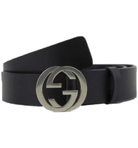 Gucci Interlocking G Belt Palladium Buckle Black