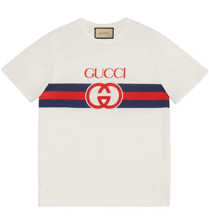 Gucci Interlocking G Cotton T-Shirt White/Multi - authentic Gucci apparel