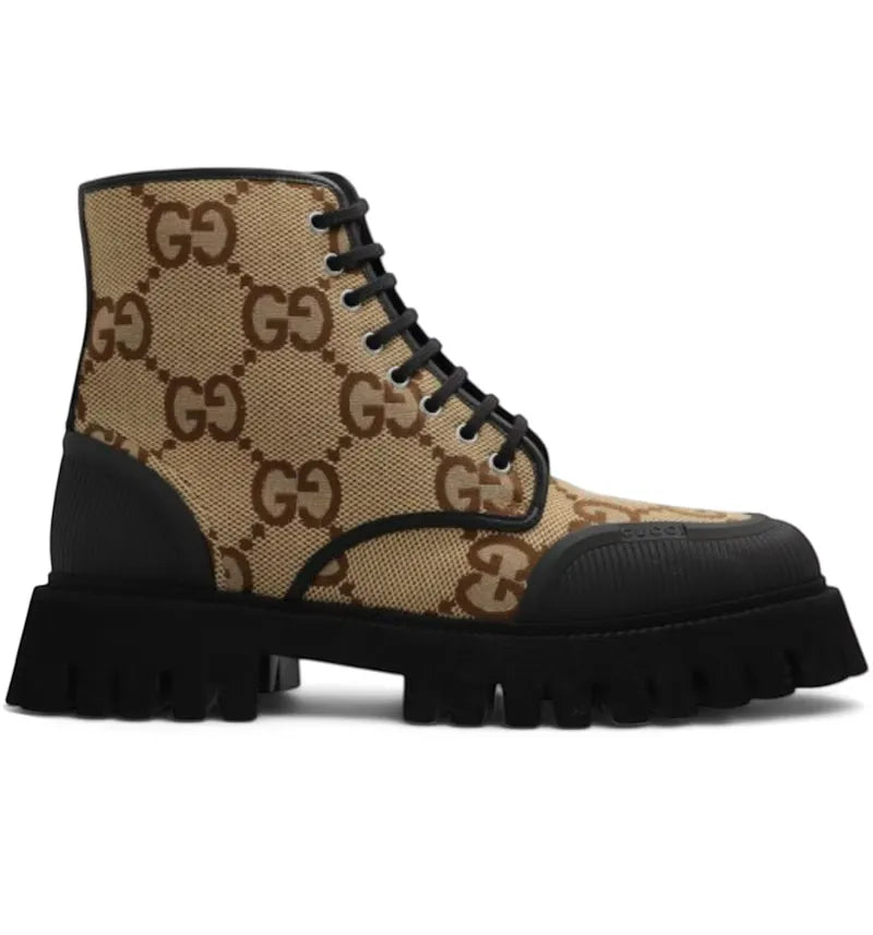 Gucci Lace Up Boot Maxi GG Camel - vue 360