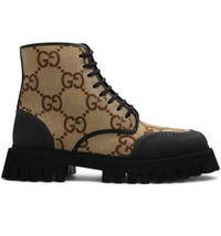 Gucci Lace Up Boot Maxi GG Camel