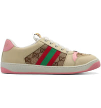 Gucci Screener Beige Dark Brown Pink GG Canvas Crystals (Women's)