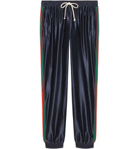 Gucci Shiny Jersey Pant With Web Blue