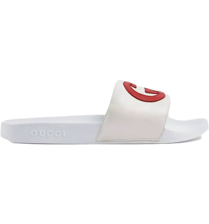 Gucci Slide Interlocking G Leather White (Women's) - authentic Gucci sneakers