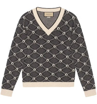 Gucci Slim-Fit Patterned Sweater Black White