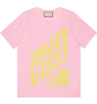 Gucci Women's Lemon Gucci Print T-Shirt Pink/Yellow