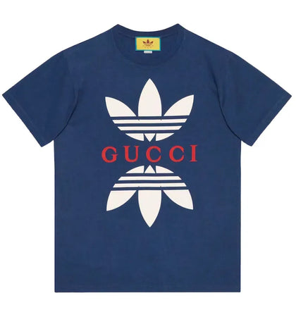 Gucci x adidas Cotton Jersey T-Shirt Cobalt Blue - authentic Gucci apparel