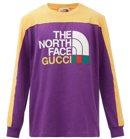 Gucci x The North Face Long Sleeve T Shirt Purple/Yellow - authentic Gucci apparel