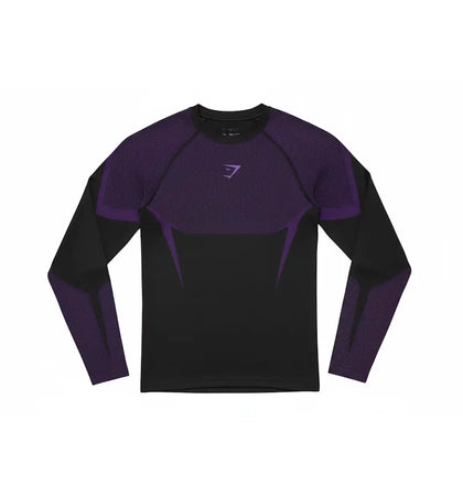 Gymshark L/S Muscle Fit T-shirt Black/Athletic Purple - authentic Gymshark apparel