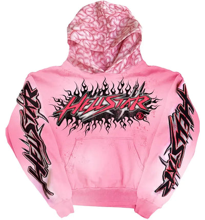 Hellstar Brainwashed With Brain Hoodie Pink
