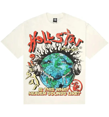 Hellstar Heaven On The Earth T-shirt Cream - authentic Hellstar apparel