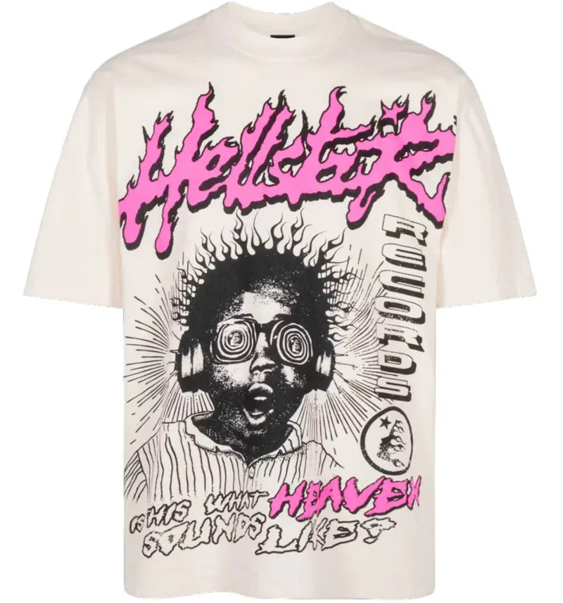 Hellstar Is This What Heaven Sounds Like T-shirt Cream - vue 360
