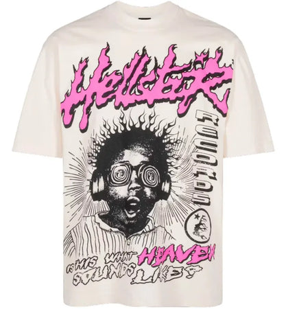 Hellstar Is This What Heaven Sounds Like T-shirt Cream - authentic Hellstar apparel
