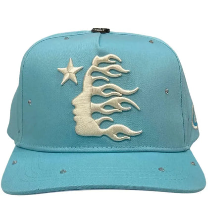 Hellstar OG Logo Rhinestone Snapback Hat Baby Blue - authentic Hellstar product