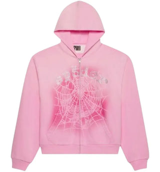 Hellstar Sp5der OG Web V2 Spray Zip Hoodie Light Pink - authentic Hellstar apparel