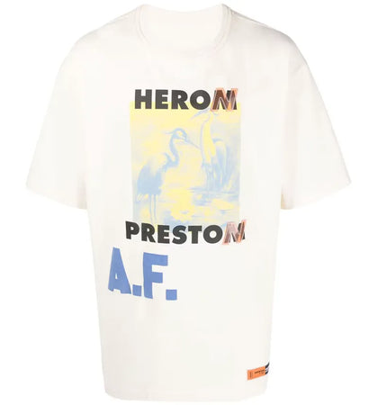 Heron Preston A.F. Authorised Oversized T-Shirt White/Lemon Yellow - authentic Heron Preston apparel