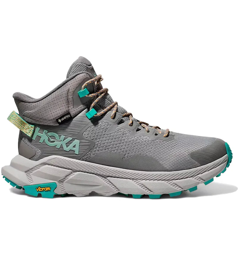 Hoka One One Trail Code Gore-Tex Galactic Grey Electric Aqua - vue 360