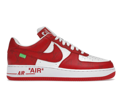 Louis Vuitton Nike Air Force 1 Low By Virgil Abloh White Red - authentic Louis Vuitton sneakers