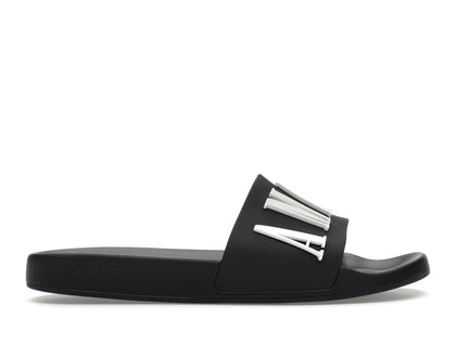 AMIRI Pool Slide Debossed Logo Black Black White - authentic AMIRI sneakers
