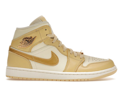 Jordan 1 Mid SE Pale Vanilla Metallic Gold (Women's) - authentic Jordan sneakers