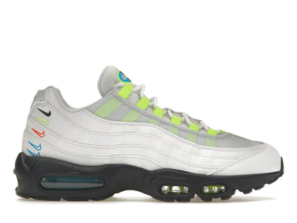 Nike Air Max 95 White Volt Football Grey 3D Multi Swoosh - authentic Nike sneakers