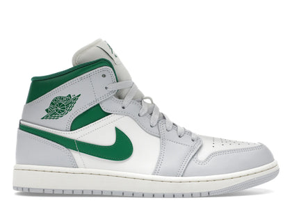 Jordan 1 Mid White Pure Platinum Pine Green - authentic Jordan sneakers