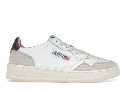 Autry Medalist Leather Low White Burgundy (Women's) - authentic Autry sneakers