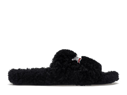 Balenciaga Furry Slide Black White (Women's) - authentic Balenciaga sneakers