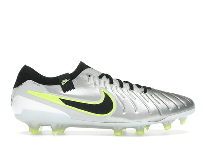 Nike Tiempo Legend 10 Elite FG Metallic Silver Volt Black - authentic Nike sneakers