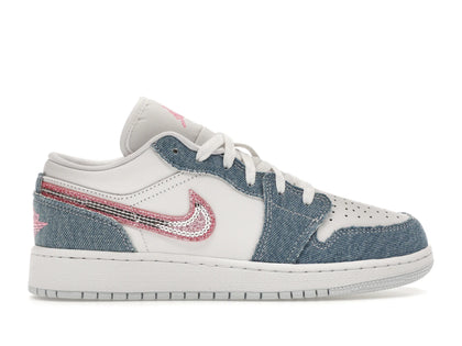 Jordan 1 Low SE Denim Sequin (GS) - authentic Jordan sneakers