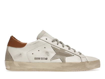 Golden Goose Super-Star White Vacchetta Tan Grey Suede Patch - authentic Golden Goose sneakers