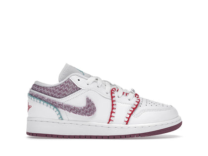 Jordan 1 Low White Light Bordeaux (GS) - authentic Jordan sneakers