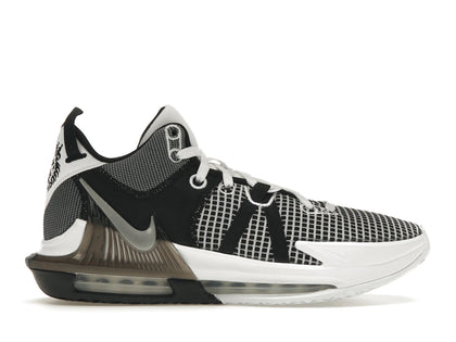 Nike LeBron Witness 7 White Black Metallic Silver - authentic Nike sneakers