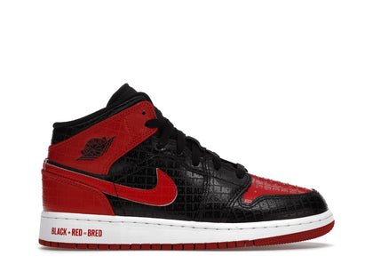 Jordan 1 Mid Bred Text (GS) - authentic Jordan sneakers