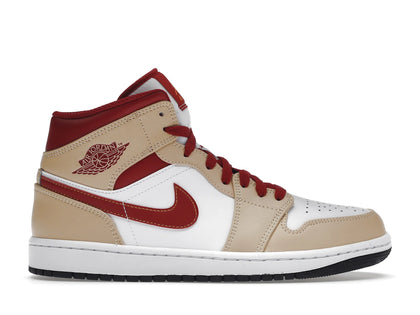 Jordan 1 Mid Light Curry Cardinal - authentic Jordan sneakers