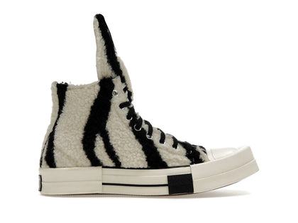 Converse TURBODRK Chuck Taylor All Star 70 Hi Rick Owens DRKSHDW Sherpa Zebra Print White Black - authentic Converse sneakers
