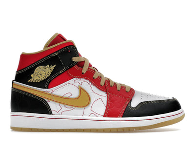 Jordan 1 Mid XQ White Black Sport Red