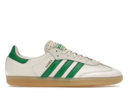 adidas Samba OG Basketweave Tongue Off White Green (Women's) - authentic adidas sneakers