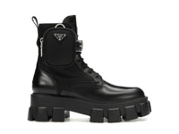 Prada Monolith 55mm Pouch Ankle Boots Black Leather