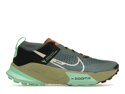 Nike ZoomX Zegama Trail Light Slate Grey Glow Green Bone Black - authentic Nike sneakers