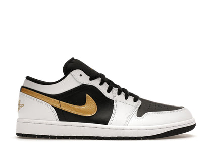 Jordan 1 Low White Black Metallic Gold Swoosh - authentic Jordan sneakers