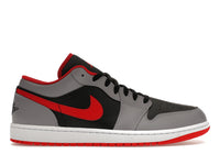 Jordan 1 Low Schwarz, Hellgrau, Rauchgrau, Gym Red