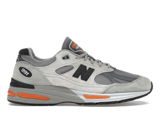 New Balance 991v2 MiUK Pelican Grey Orange - authentic New Balance sneakers