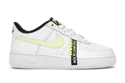 Nike Air Force 1 Low Worldwide White Barely Volt (GS) - authentic Nike sneakers